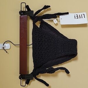 NWT Black LIVE Crochet String Swim Bottoms